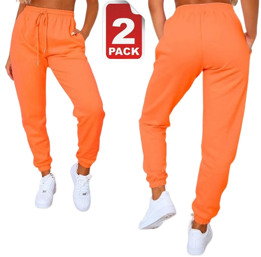 2 X Ladies Tracksuit Bottoms Womens Joggers Trousers Jogging Gym Pants Lounge Wear Fleece Sports Jog Pants S-XXL