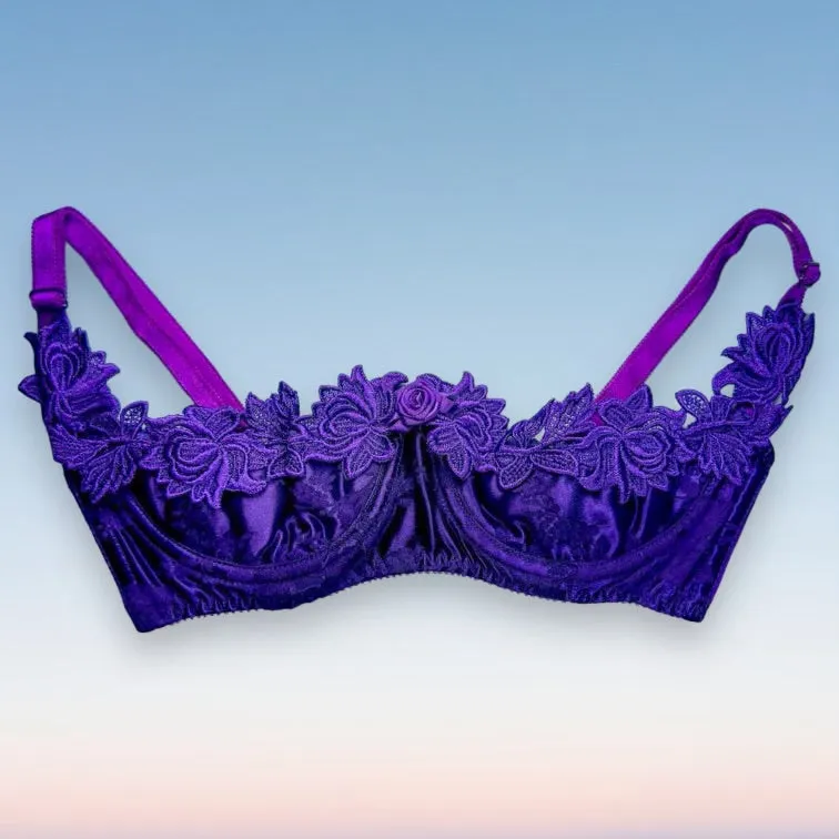 90's Embroidered Cutout Bra Top | Orchid Purple