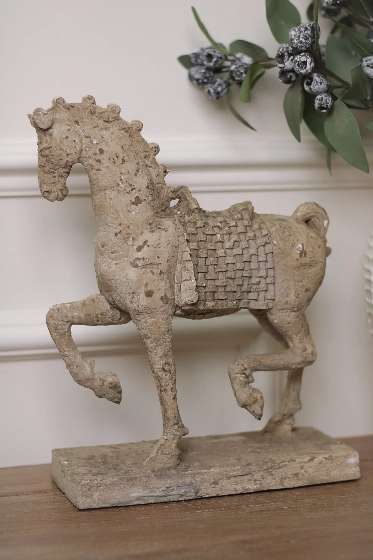 Aged Prancing Horse Sculpture