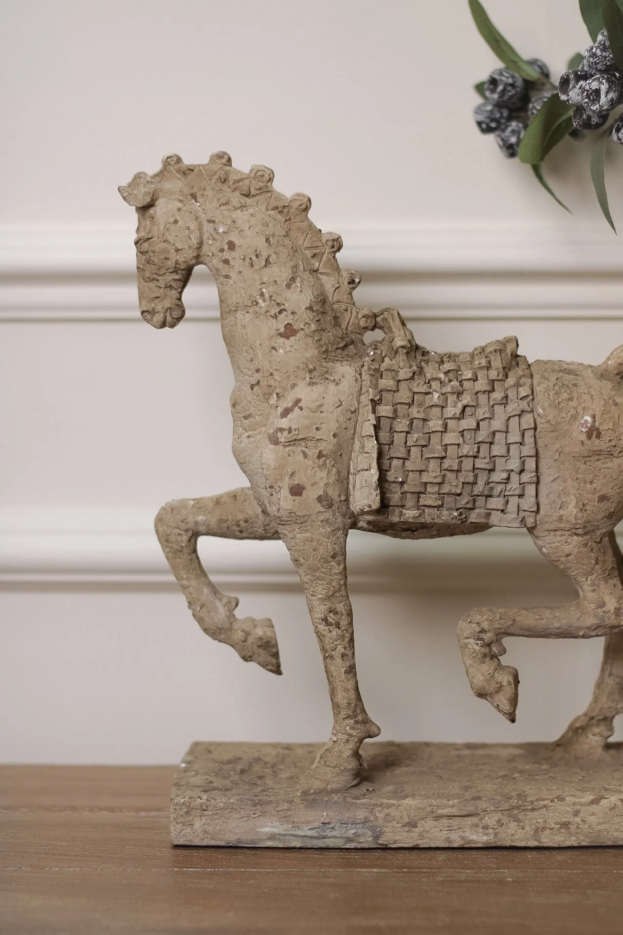 Aged Prancing Horse Sculpture