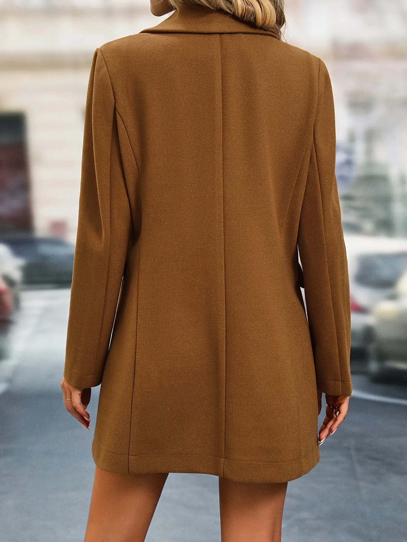 Basic Single-Breasted Long-Sleeve Coat