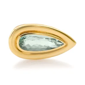 Bezel Set Sleek Pear Shaped Aquamarine Statement Ring