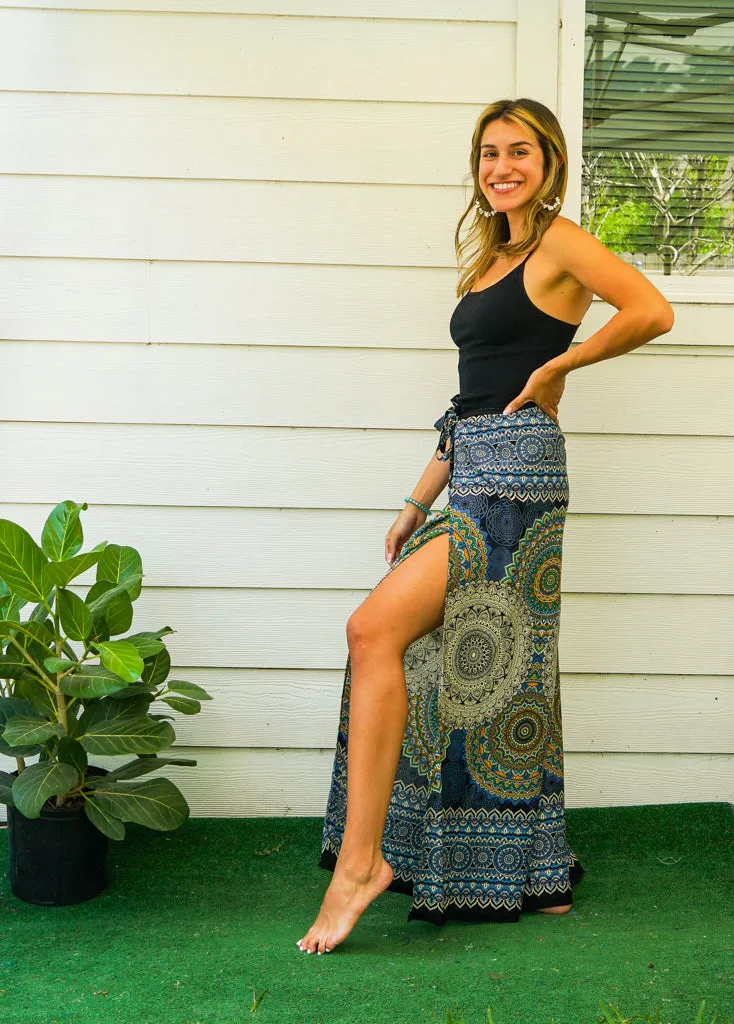 Black Psychedelic Palazzo Wrap Pants