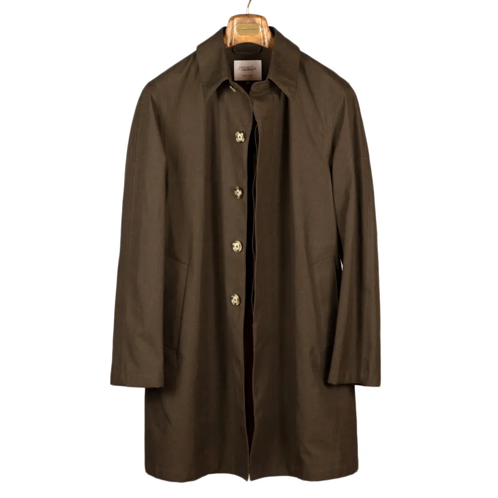 Brown "Dermit" cotton & linen bonded trench coat