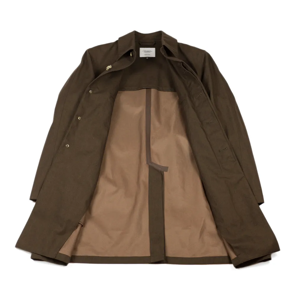 Brown "Dermit" cotton & linen bonded trench coat