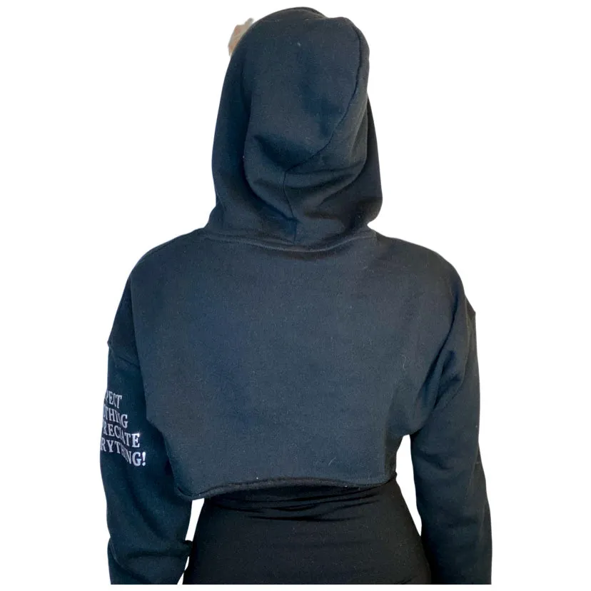 Cropped Hoodie. Hooded Arm Warmer Sweatshirt