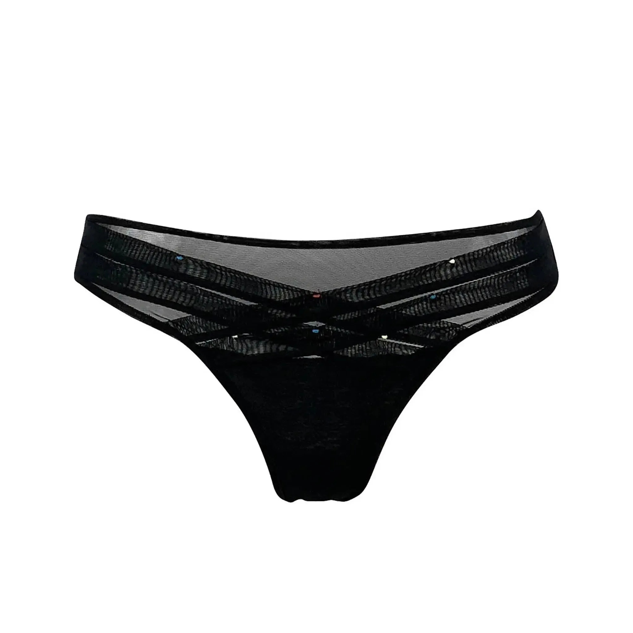 Crossing Lines Fine Mesh Bikini Black