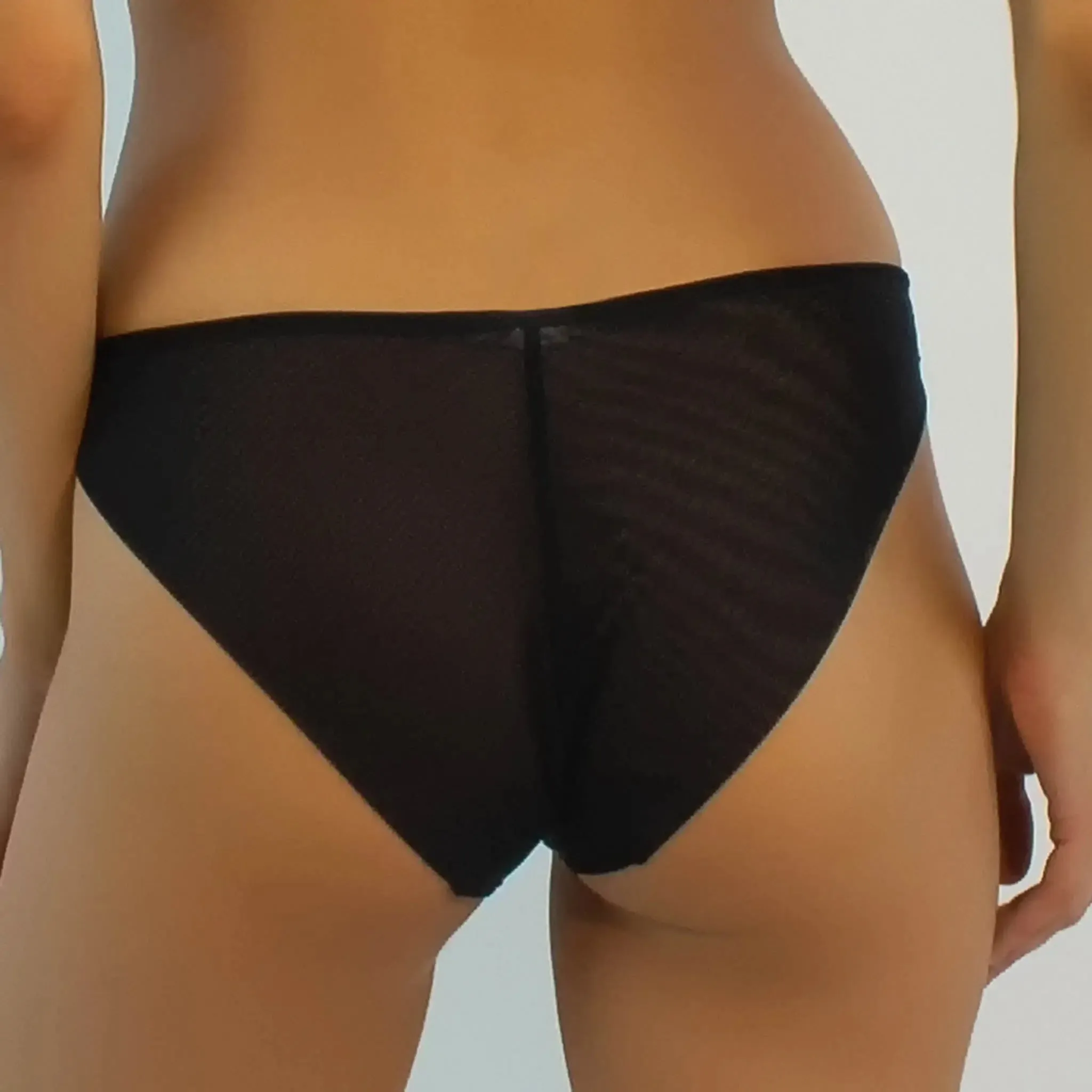 Crossing Lines Fine Mesh Bikini Black