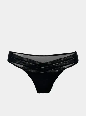 Crossing Lines Fine Mesh Bikini Black