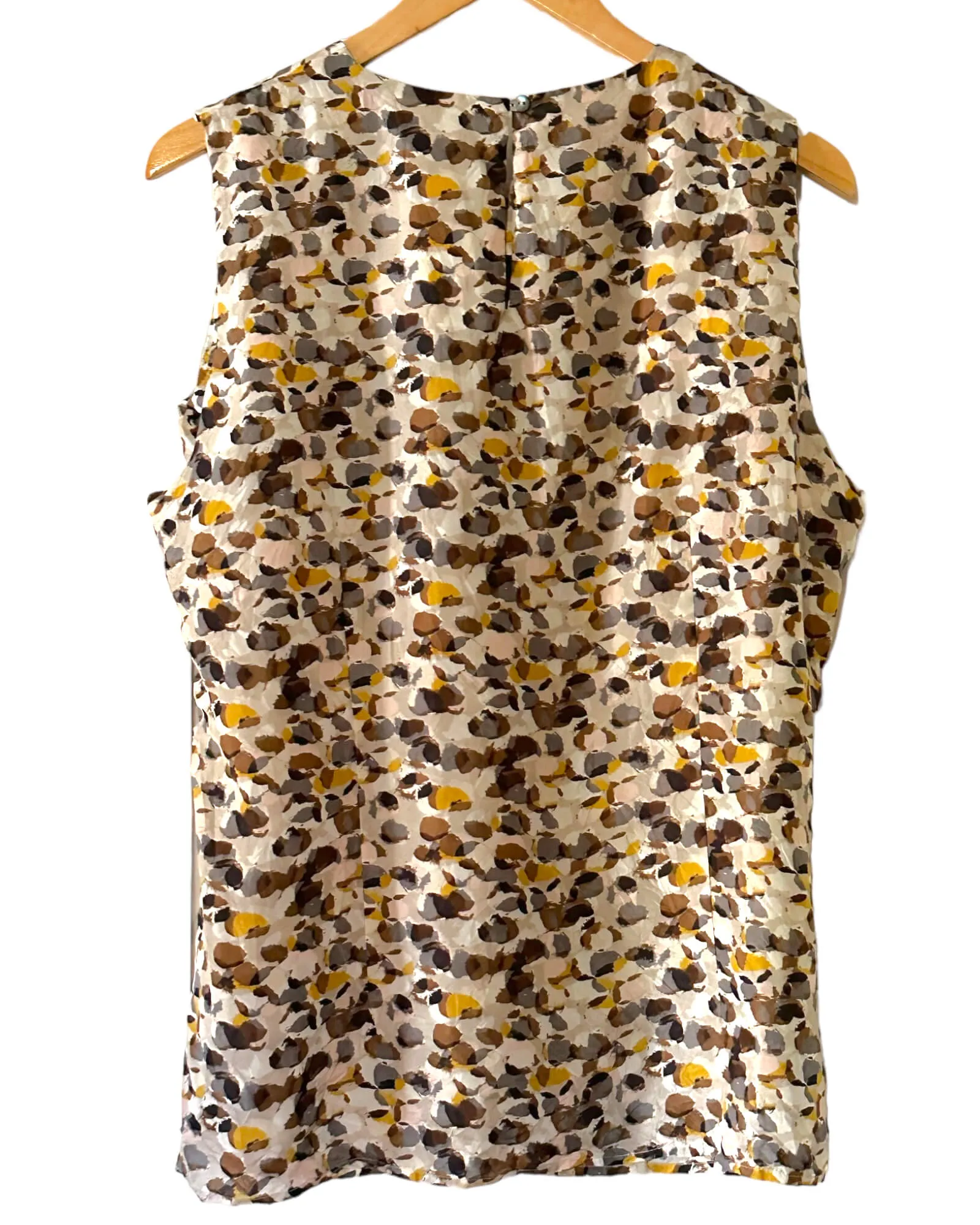 Dark Autumn Smudge Print Sleeveless Silk Blouse