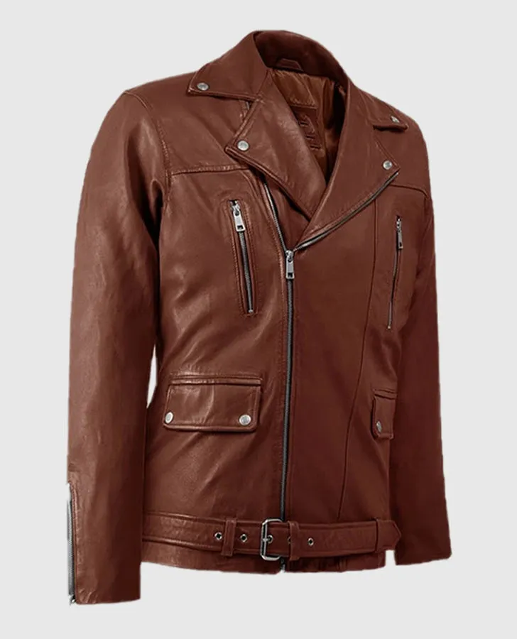 Dauntless Tan Biker Leather Jacket