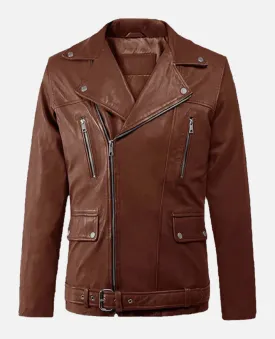 Dauntless Tan Biker Leather Jacket