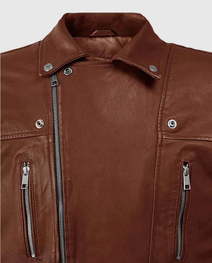 Dauntless Tan Biker Leather Jacket