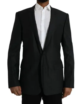 Dolce & Gabbana Black Wool Notch SingleBreasted Coat Blazer