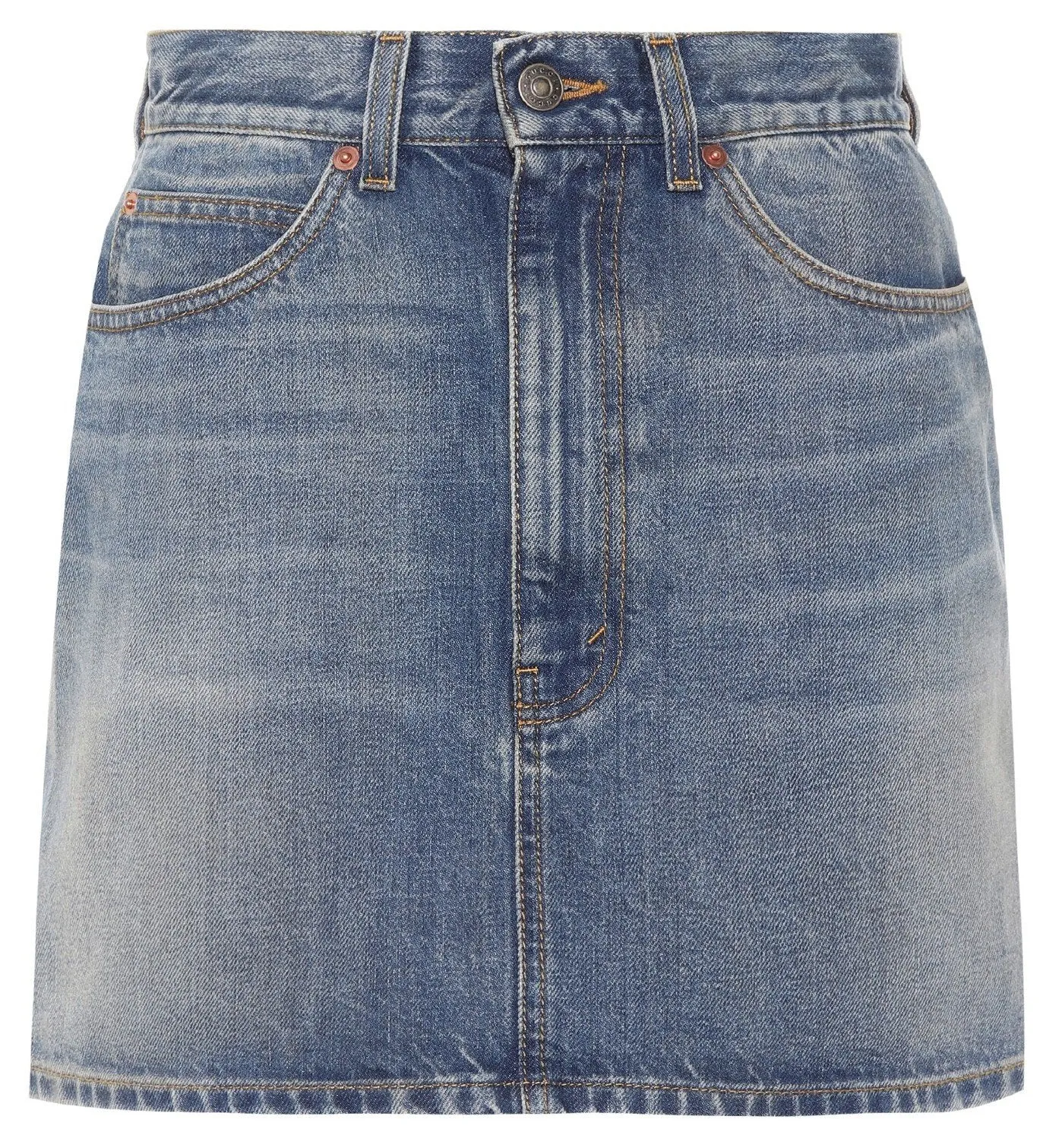 Embroidered Cat denim Mini-Skirt