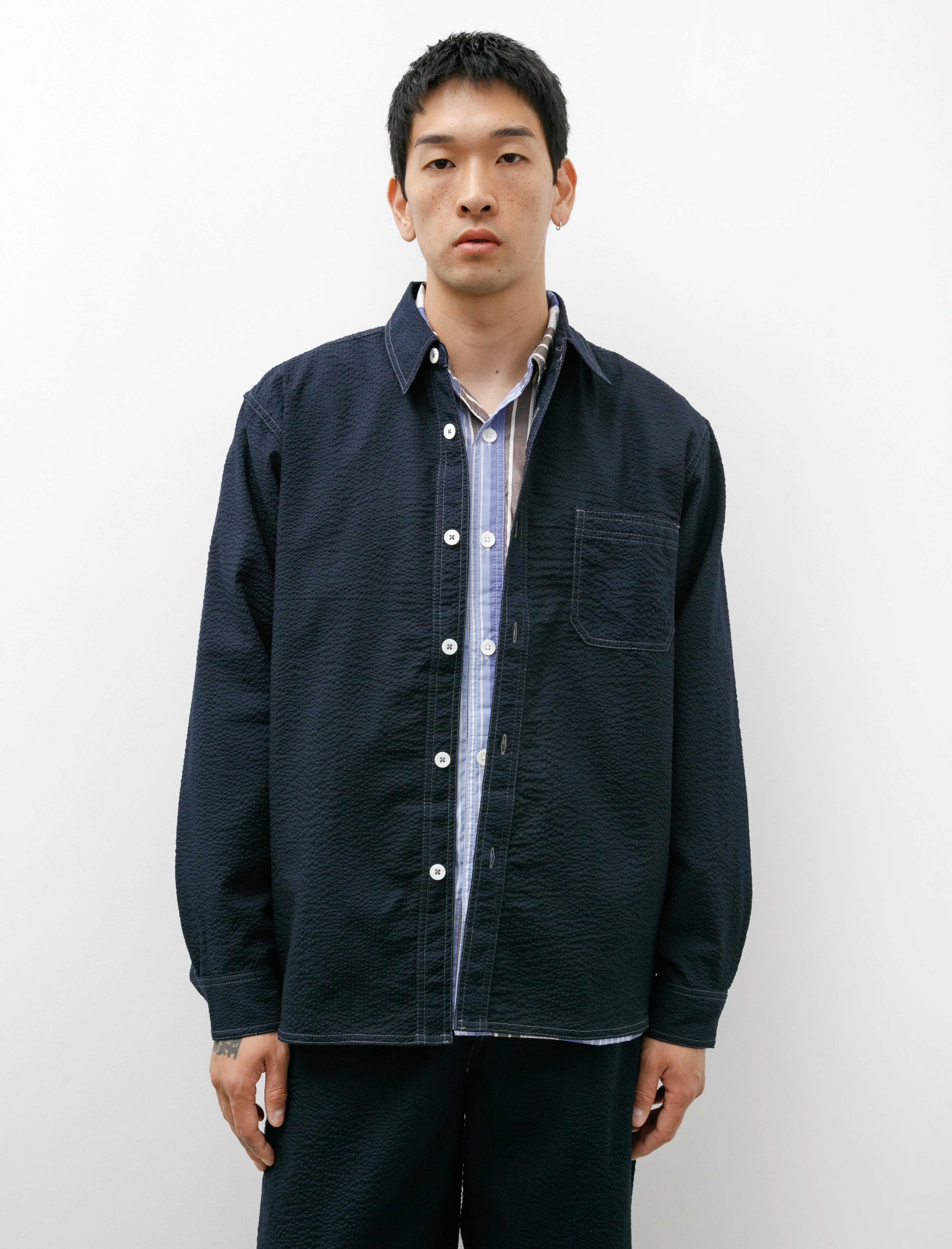 Everyday Shirt Japanese Seersucker Navy