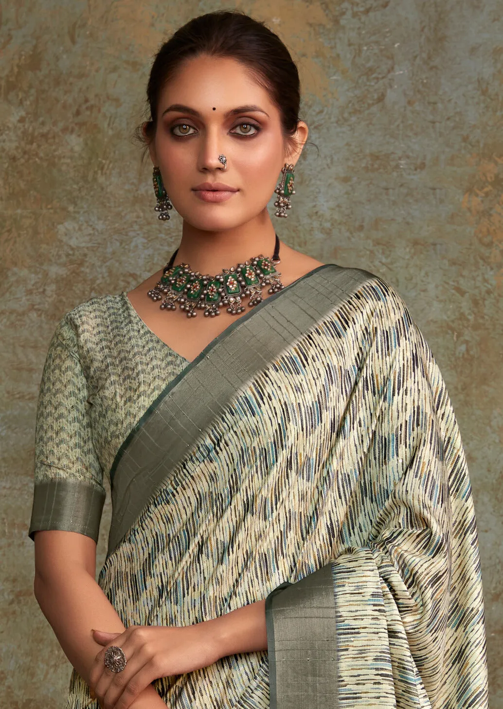 GREY HANDLOOM SILK WITH SEQUENCE WEAVING SAREE