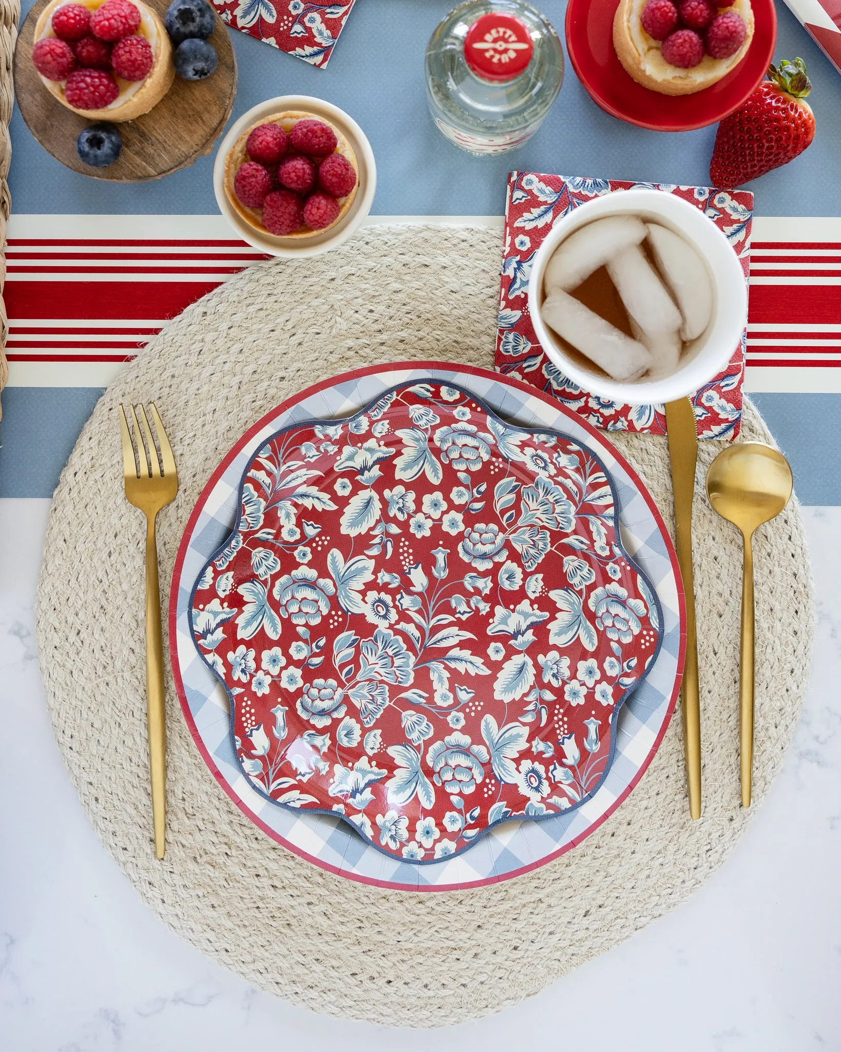 Hamptons Striped Paper Table Runner