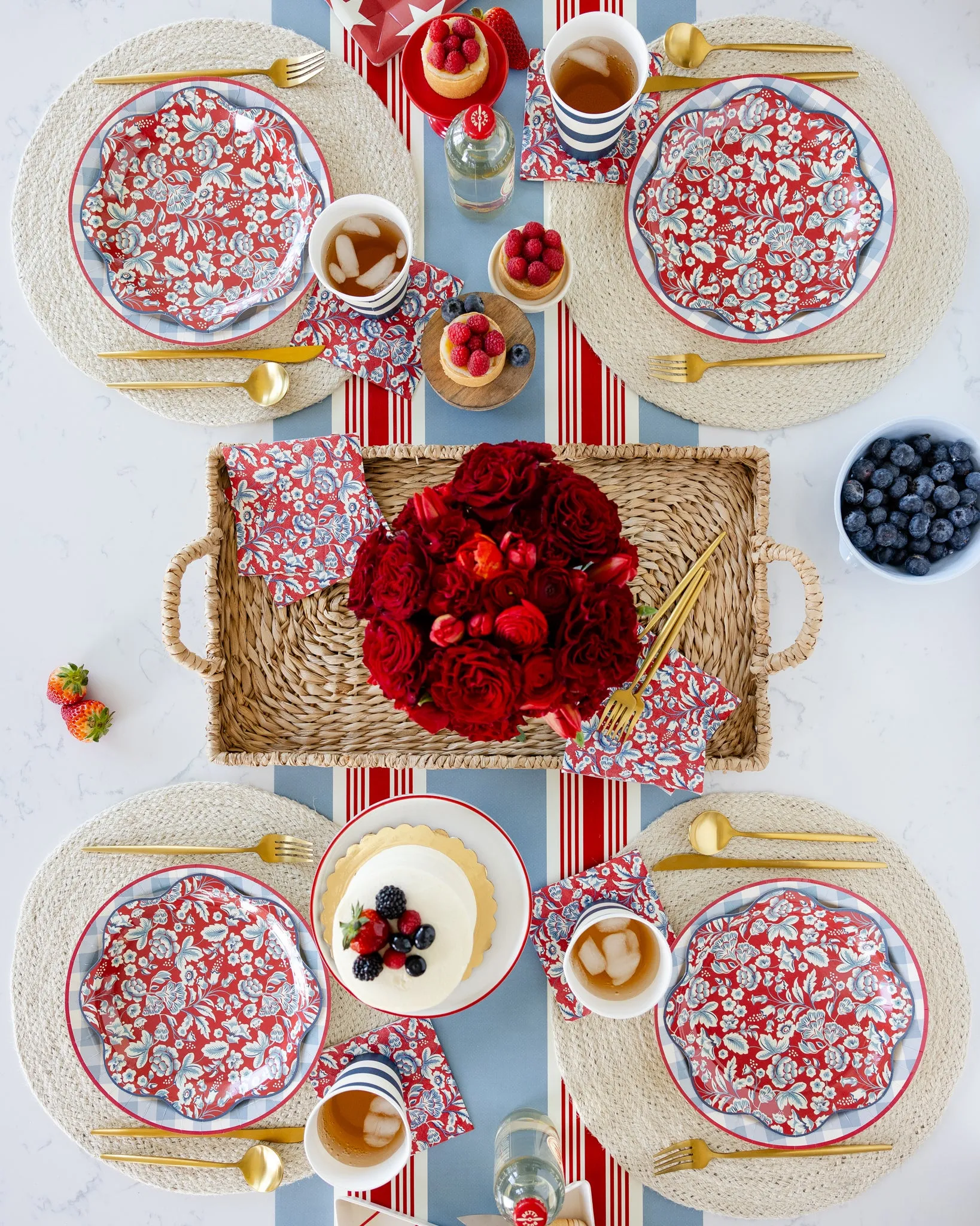 Hamptons Striped Paper Table Runner