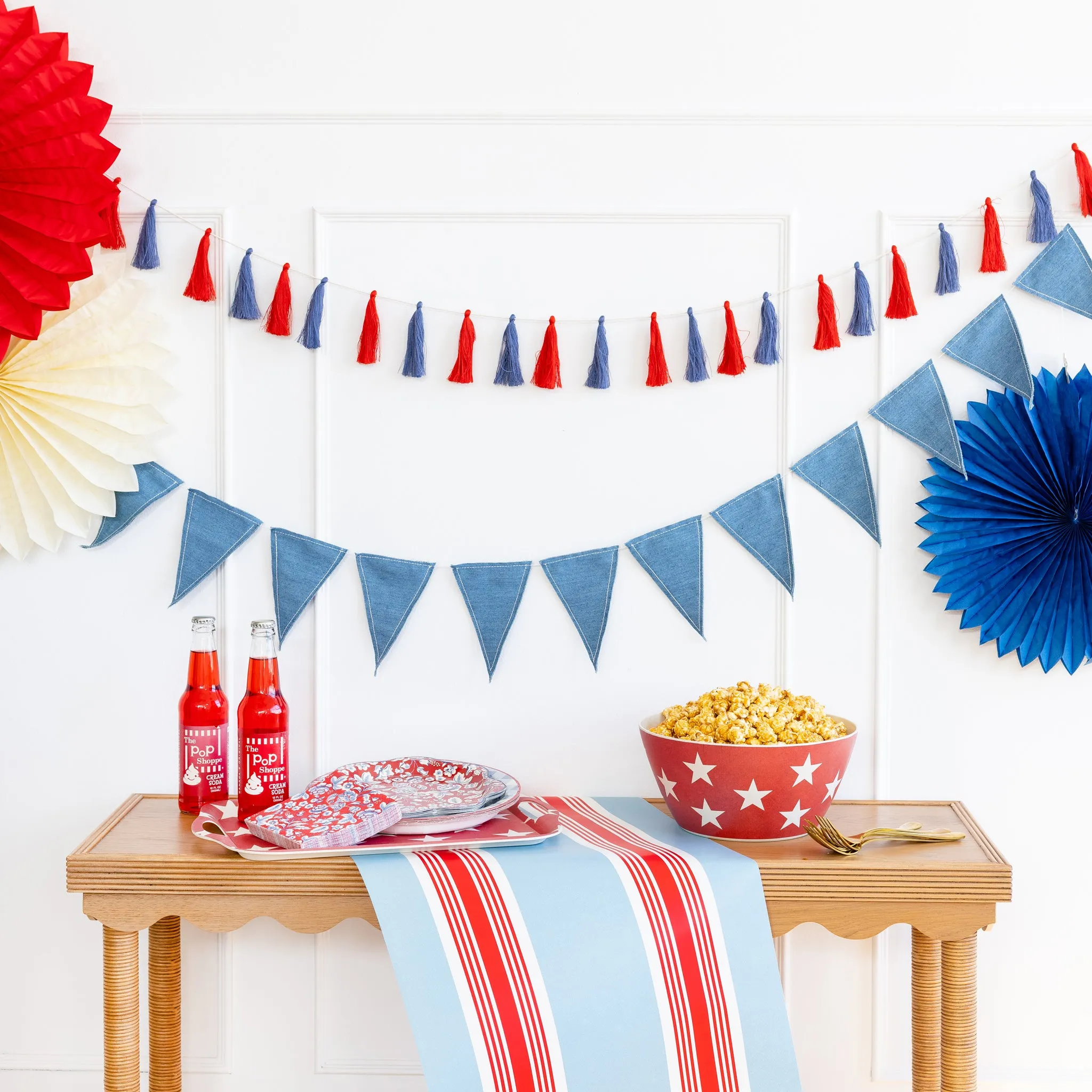 Hamptons Striped Paper Table Runner