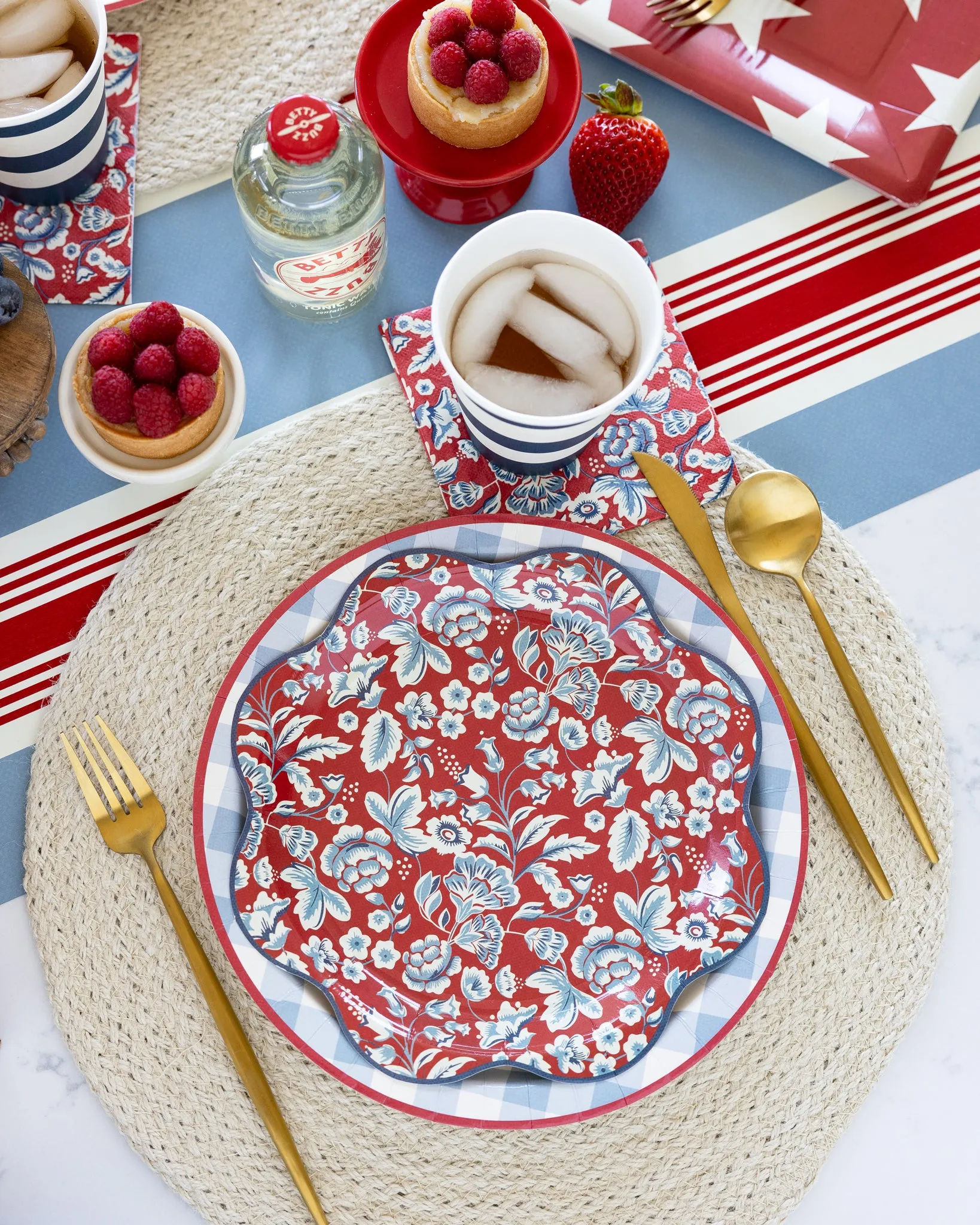 Hamptons Striped Paper Table Runner