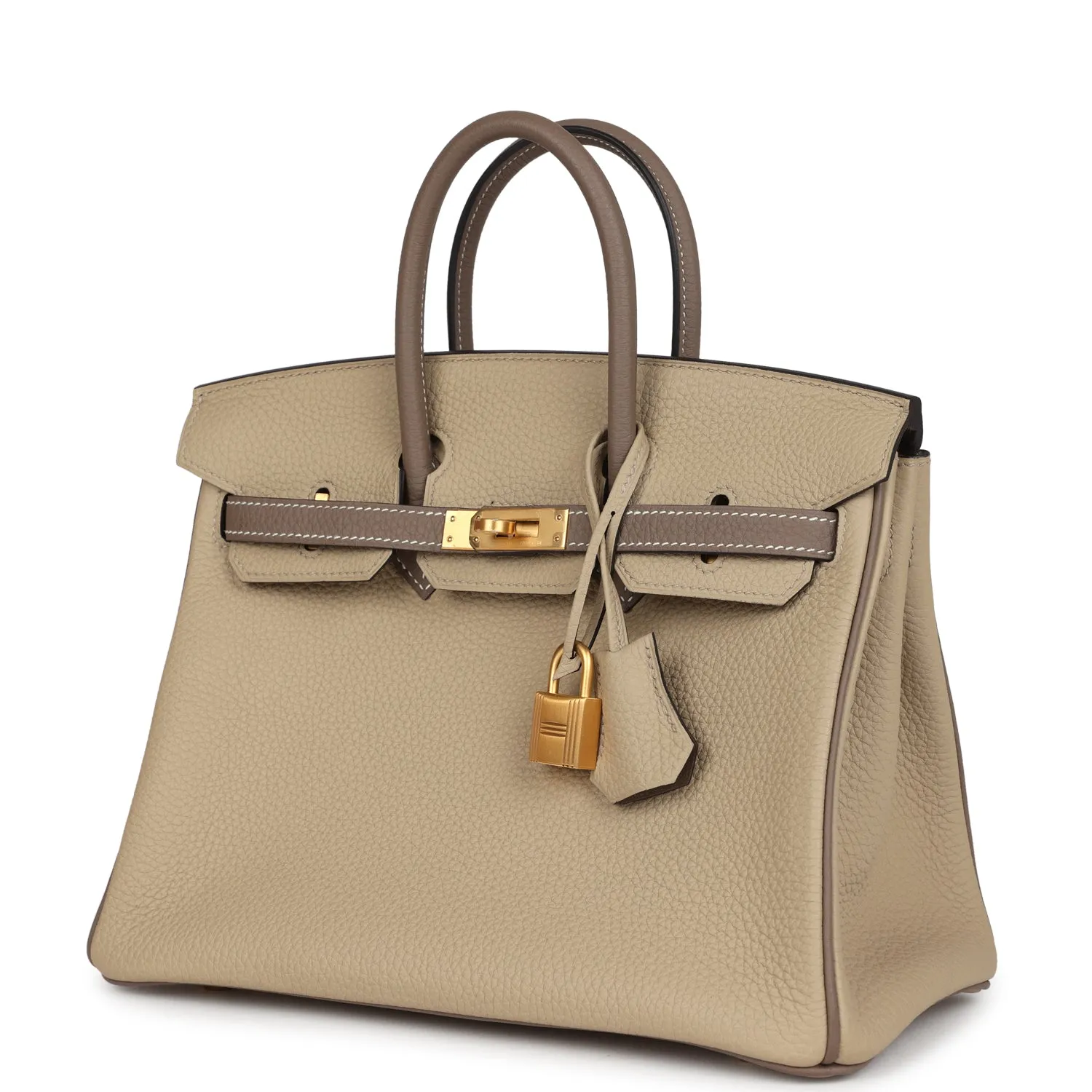 Hermes Special Order (HSS) Birkin 25 Etoupe and Trench Togo Brushed Gold Hardware