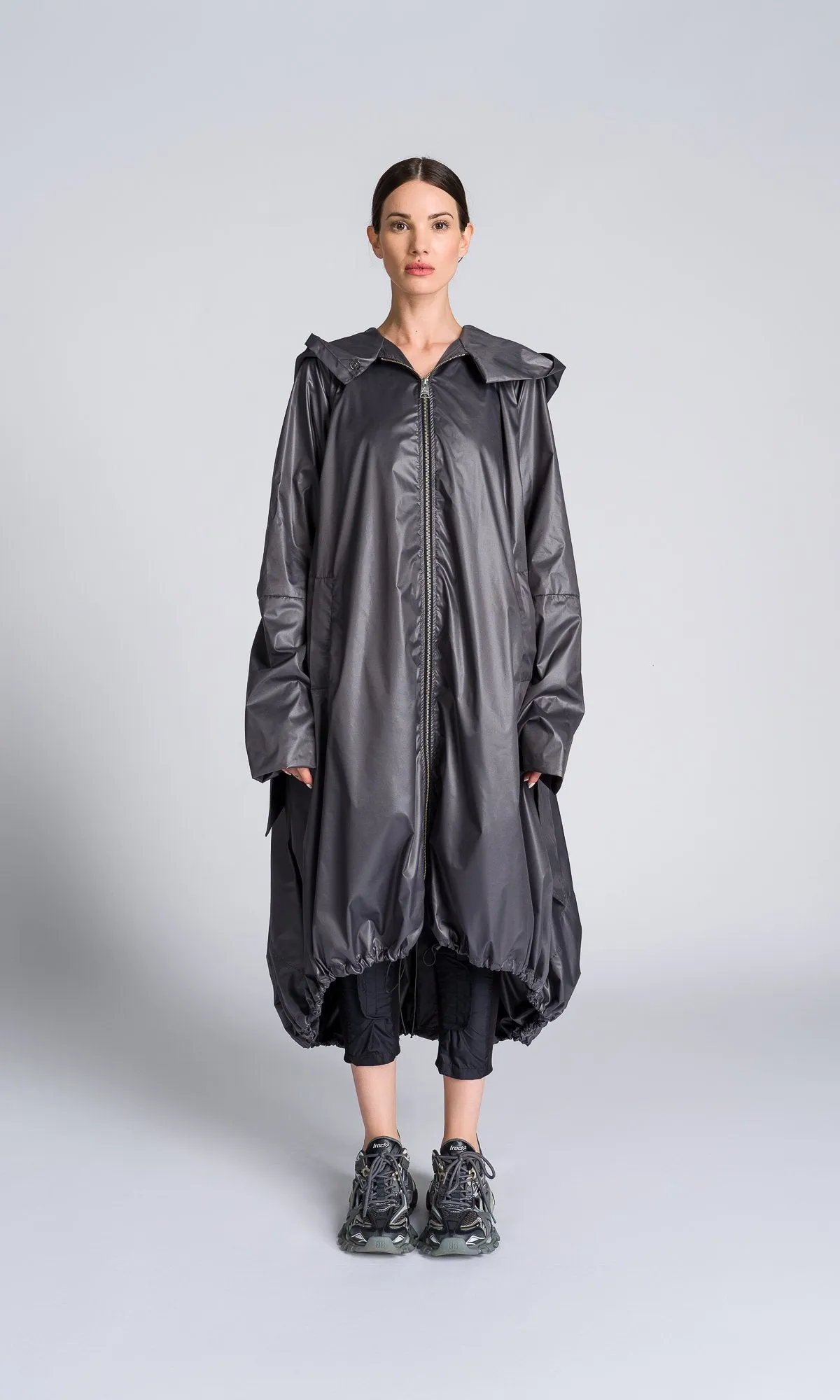 Hooded Raincoat with Belt