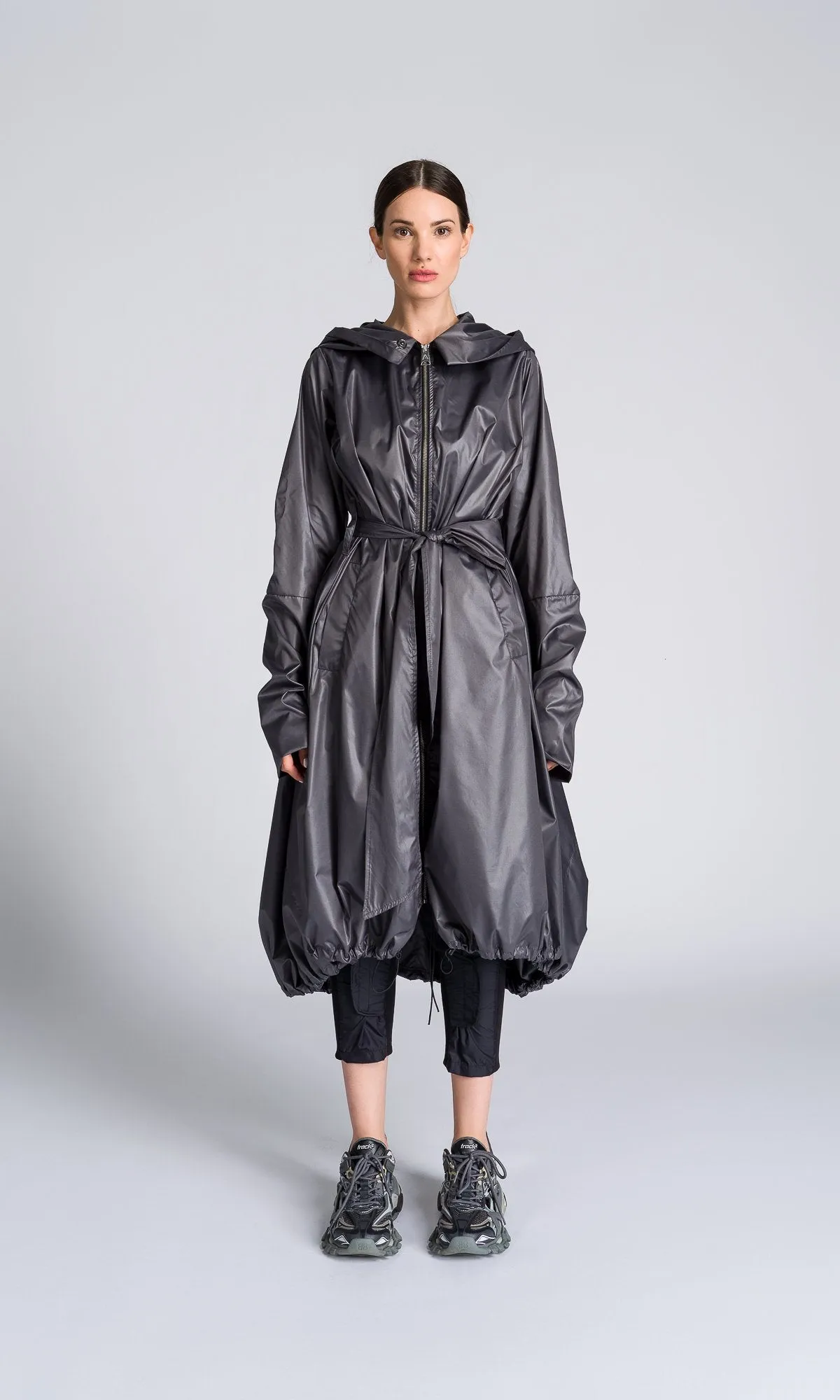 Hooded Raincoat with Belt