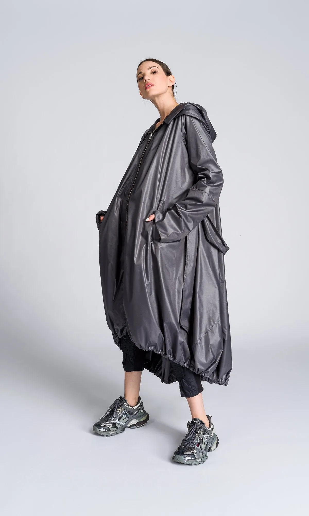 Hooded Raincoat with Belt