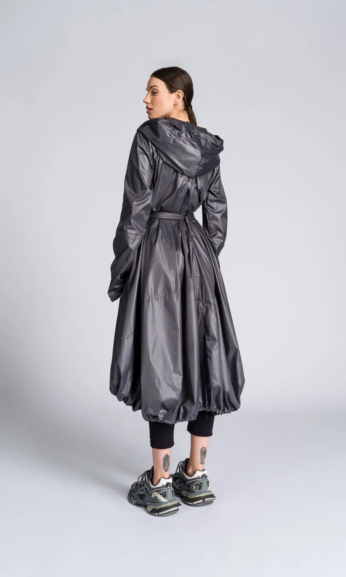 Hooded Raincoat with Belt