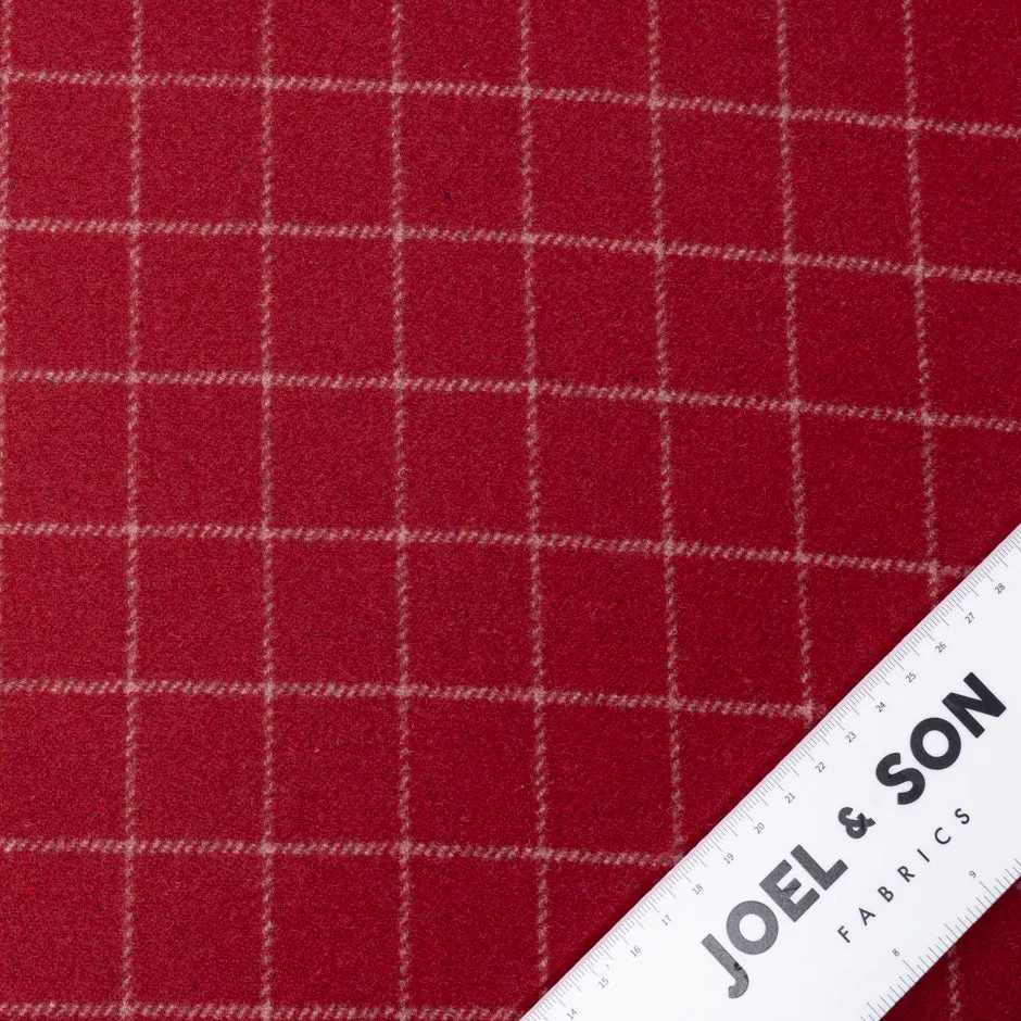 Ivory Checkered Maroon Wool Blend