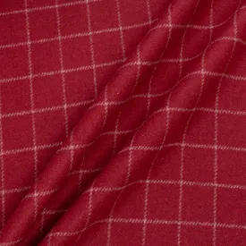 Ivory Checkered Maroon Wool Blend