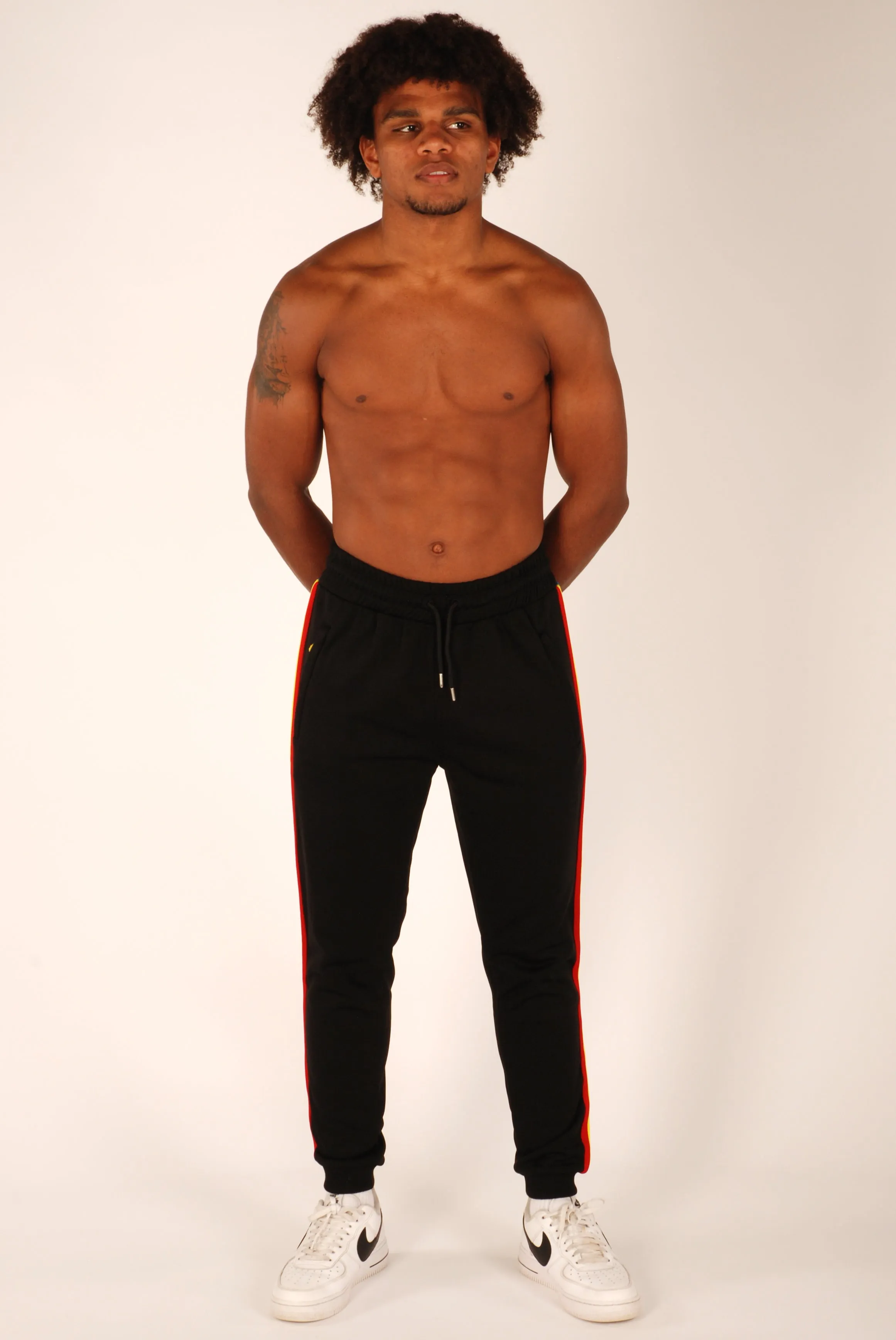 Kronk Tri Tape Stripe Leg Joggers Regular Fit Black