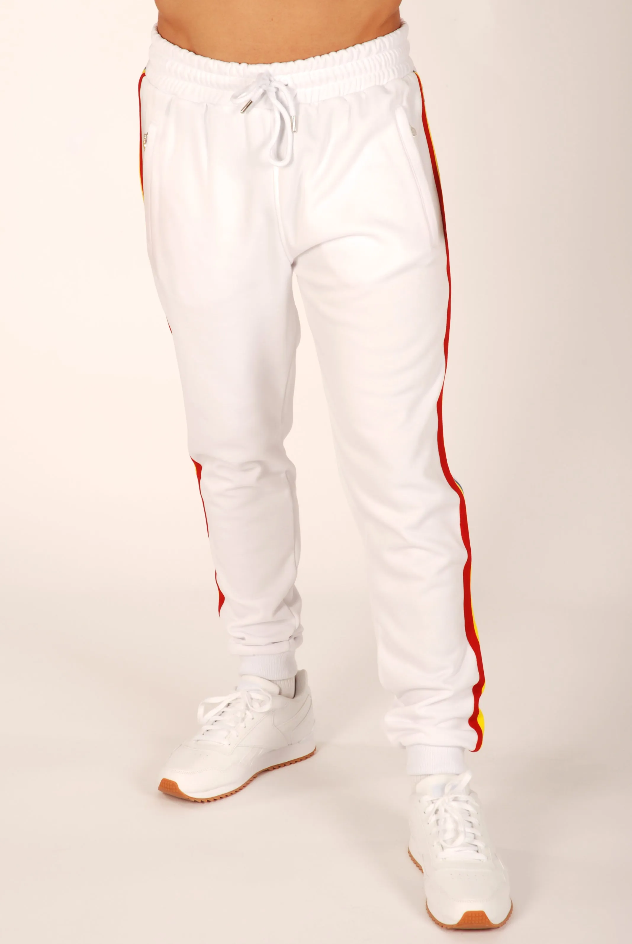 Kronk Tri Tape Stripe Leg Joggers Regular Fit White