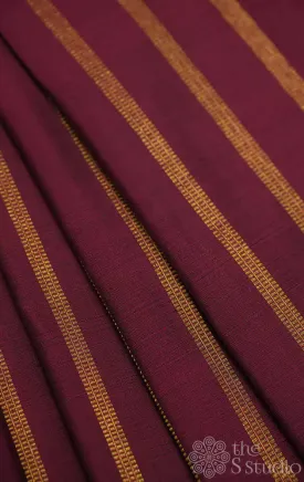 Maroon kanchi silk blouse material with vertical zari lines