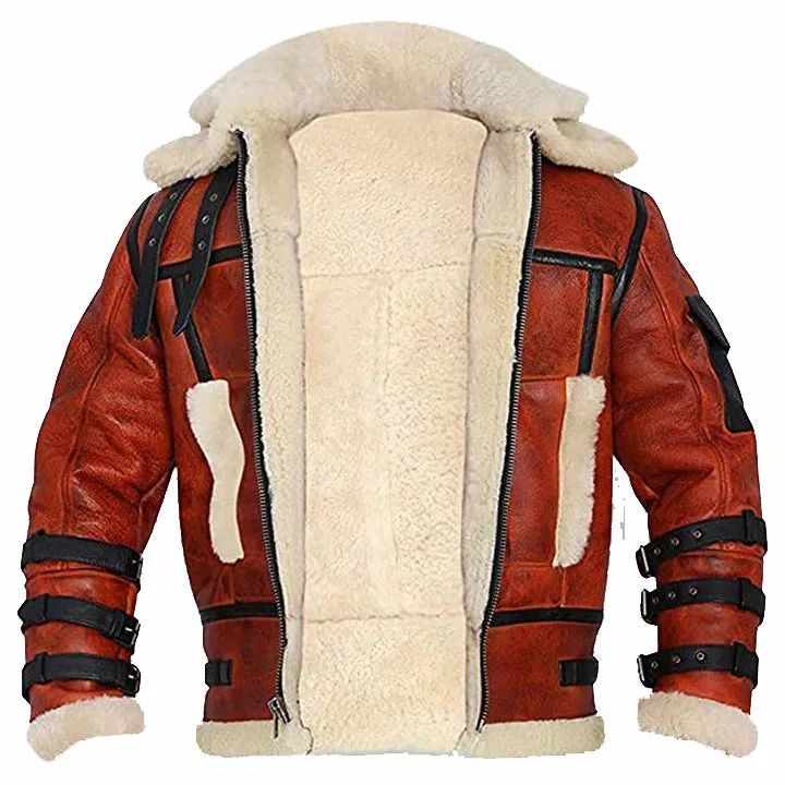 Men's B6 RAF Aviator Sheepskin Leather Shearling Bomber Jacket