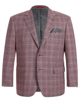 Mens Blazer - Cheap Priced Mens Sport Coat - Mens Two Button Classic Fit Sport Coat Blazer In Burgundy Red Windowpane Plaid