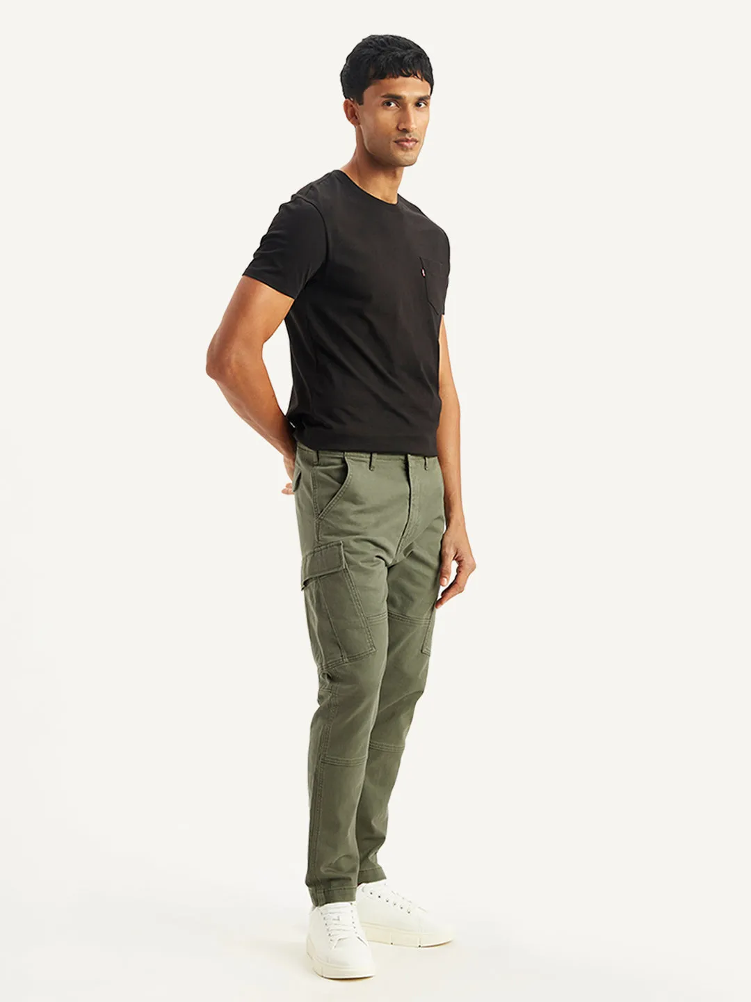 Men's Olive Tapered Cargo Trousers