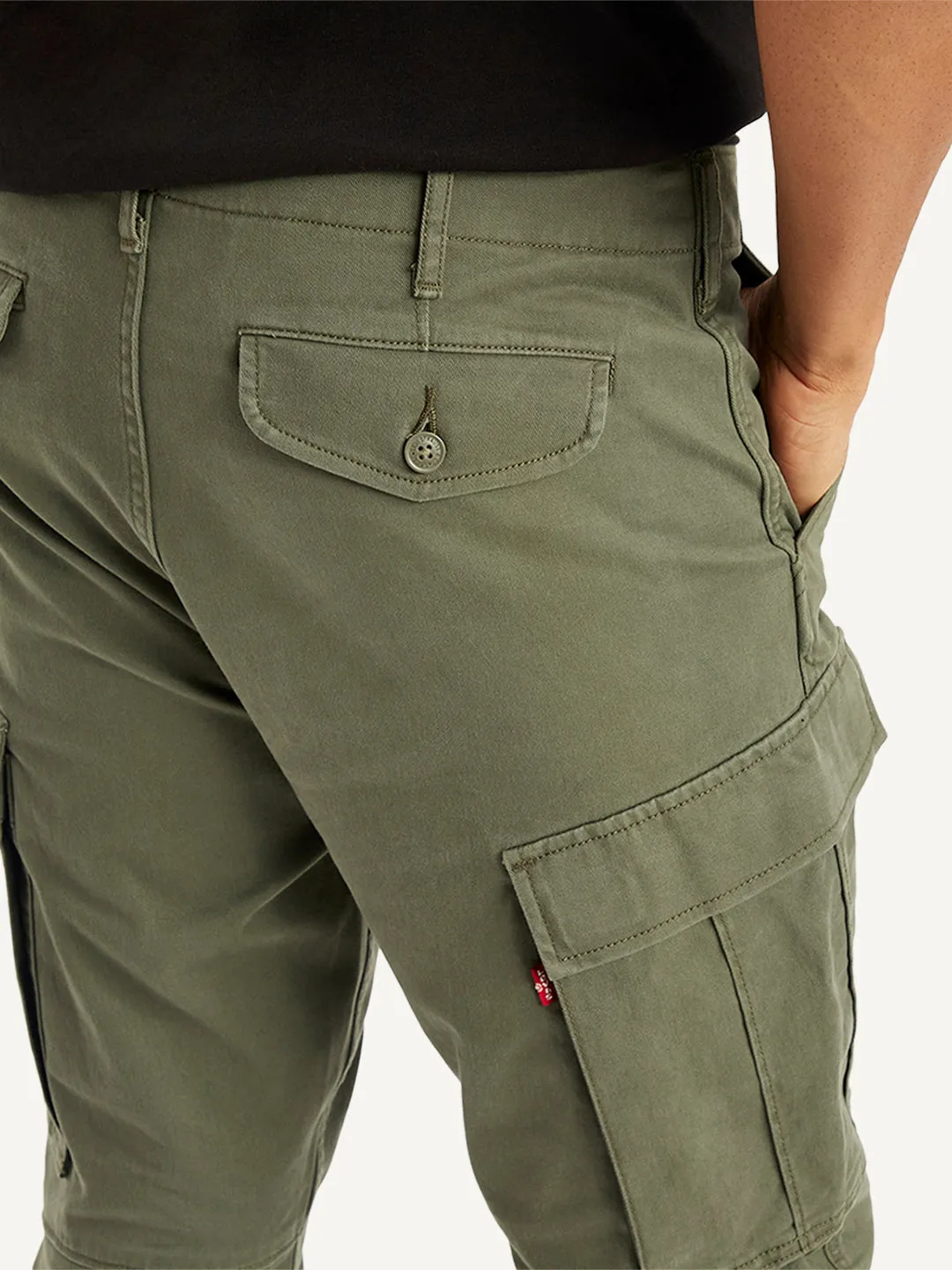 Men's Olive Tapered Cargo Trousers