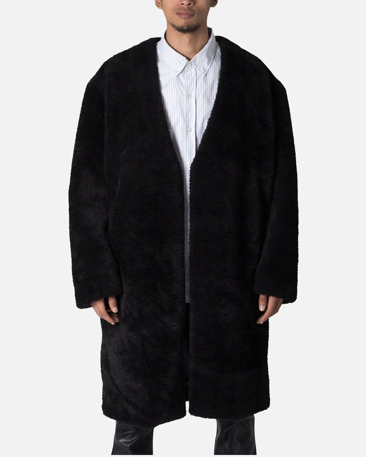 MNML Faux Fur Coat Black