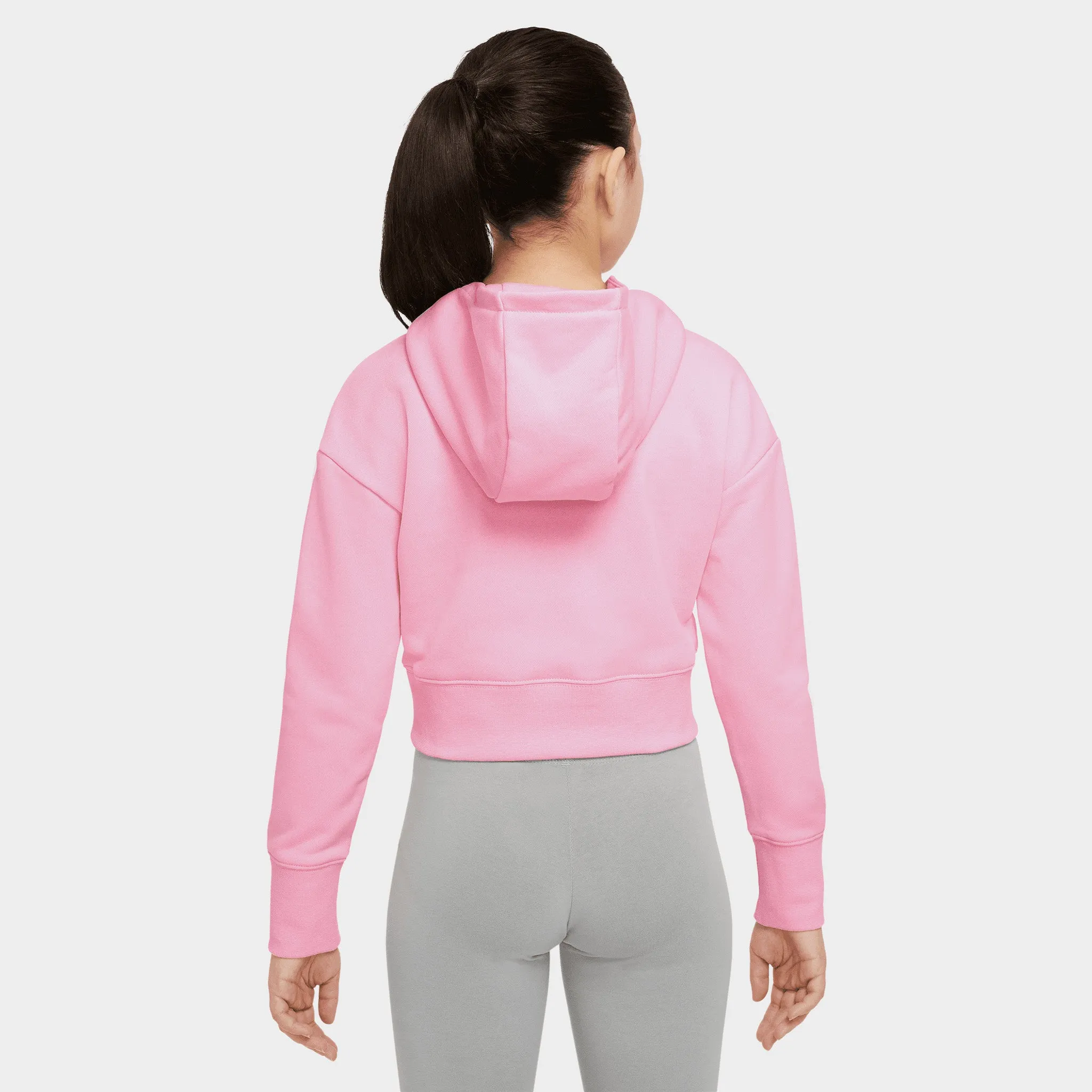 Nike Junior Girls' Sportswear Club French Terry Cropped Pullover Hoodie Medium Soft Pink / White