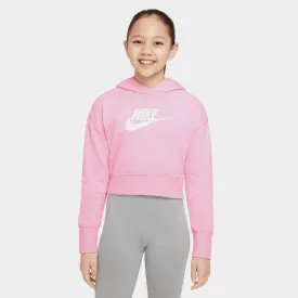 Nike Junior Girls' Sportswear Club French Terry Cropped Pullover Hoodie Medium Soft Pink / White