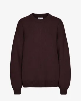 Oversized Merino Wool Crew - Oxblood Red