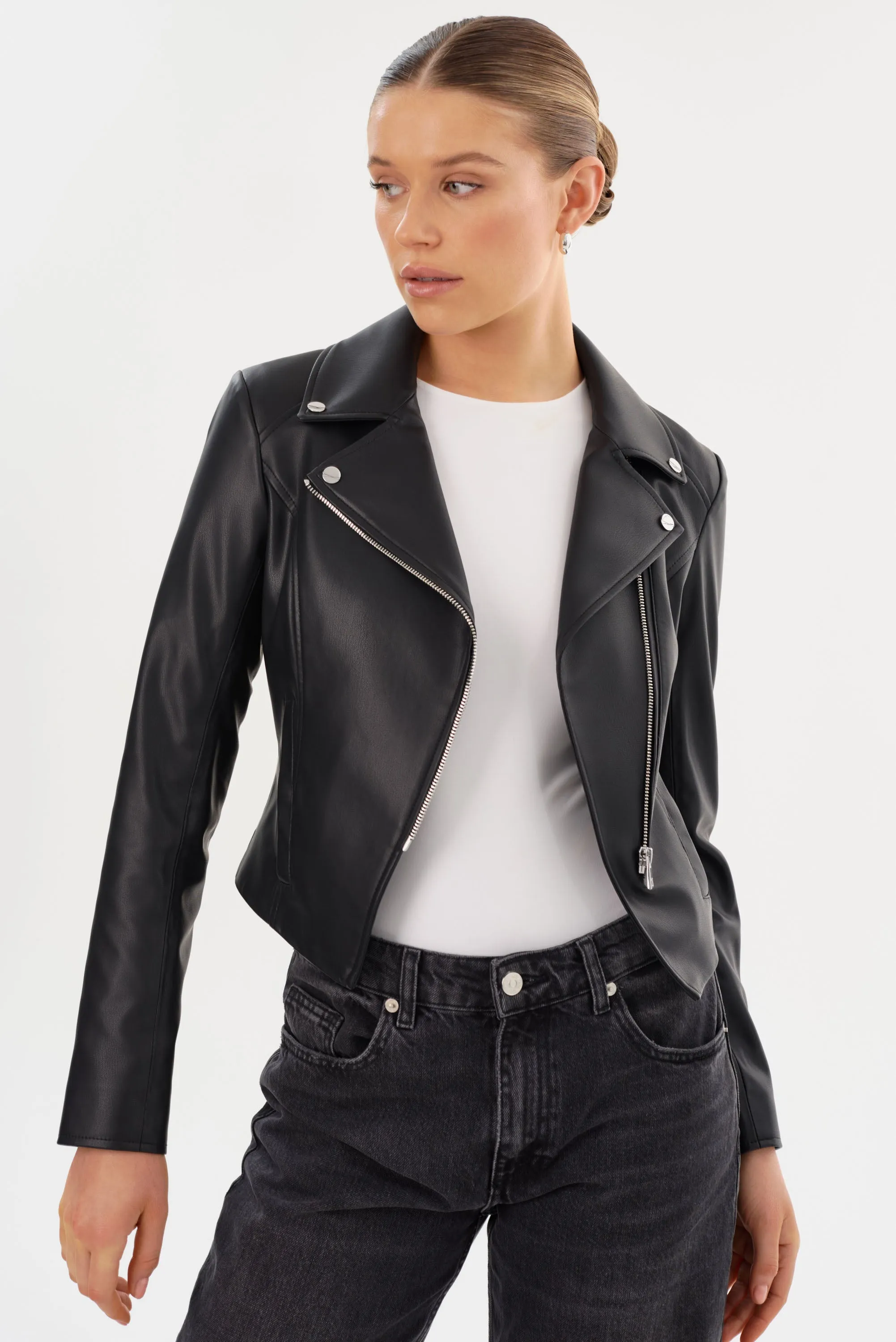 PASCALE | Fitted Faux Leather Jacket