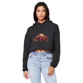 Red Crab Unisex Cropped Raw Edge Boyfriend Hoodie