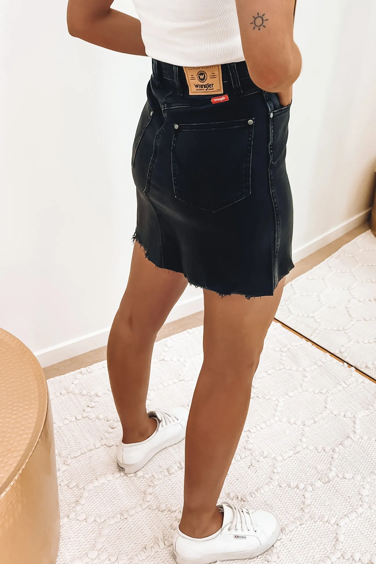 Repair Mini Skirt Vintage Black