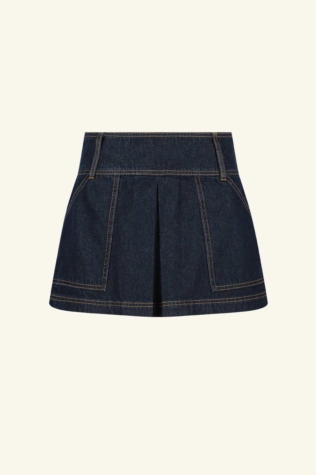 RITA PLEAT MINI SKIRT - DEEP INDIGO