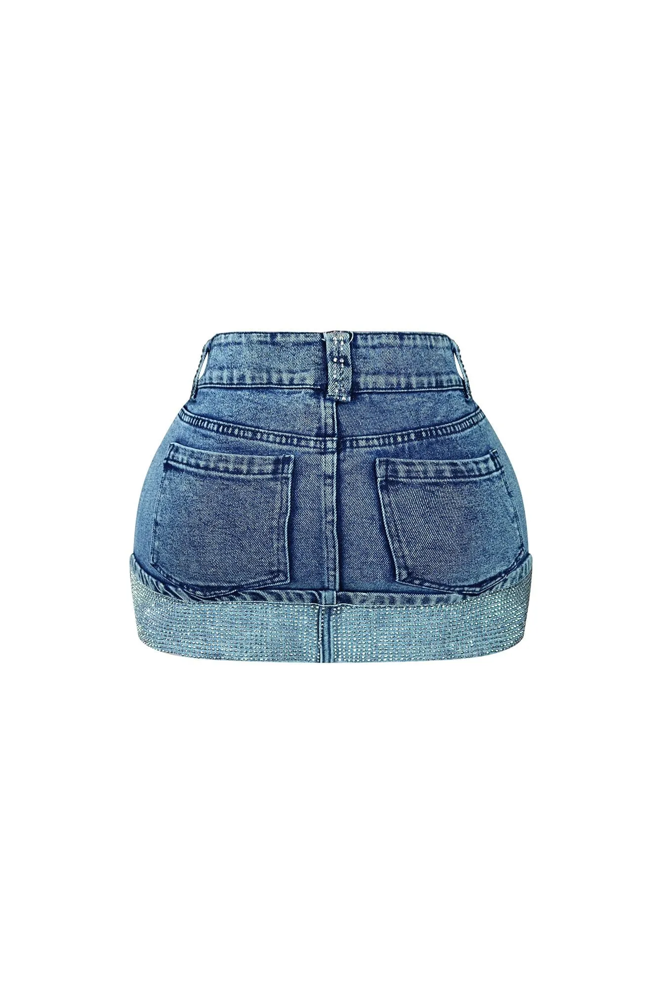 Set The Mood Rhinestone Denim Mini Skirt