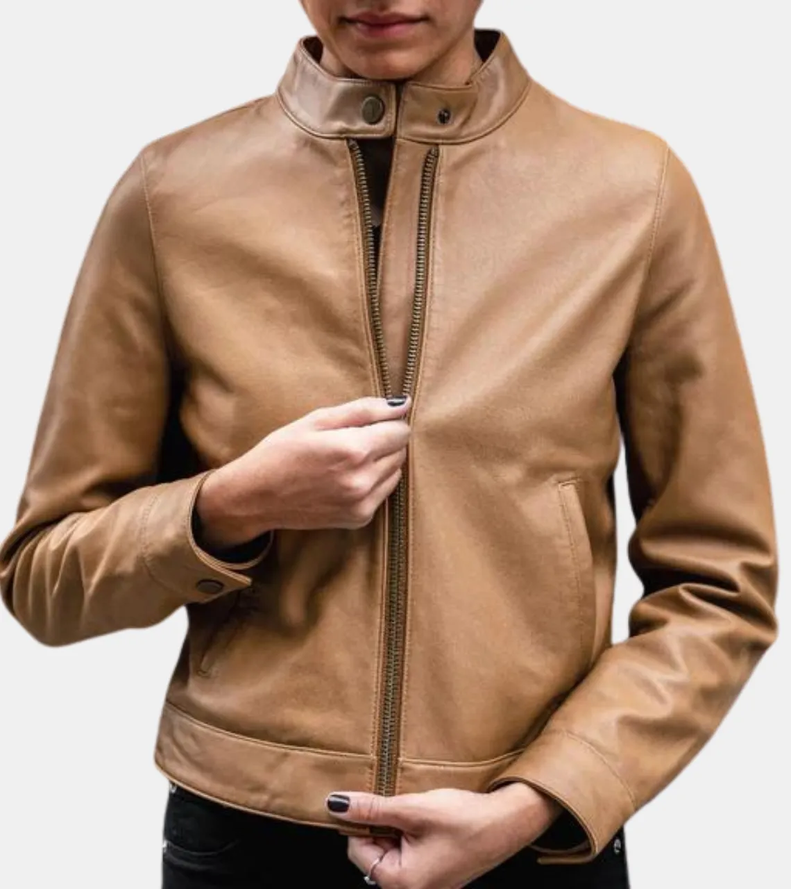 Sierra Women's Tan Beige Leather Jacket