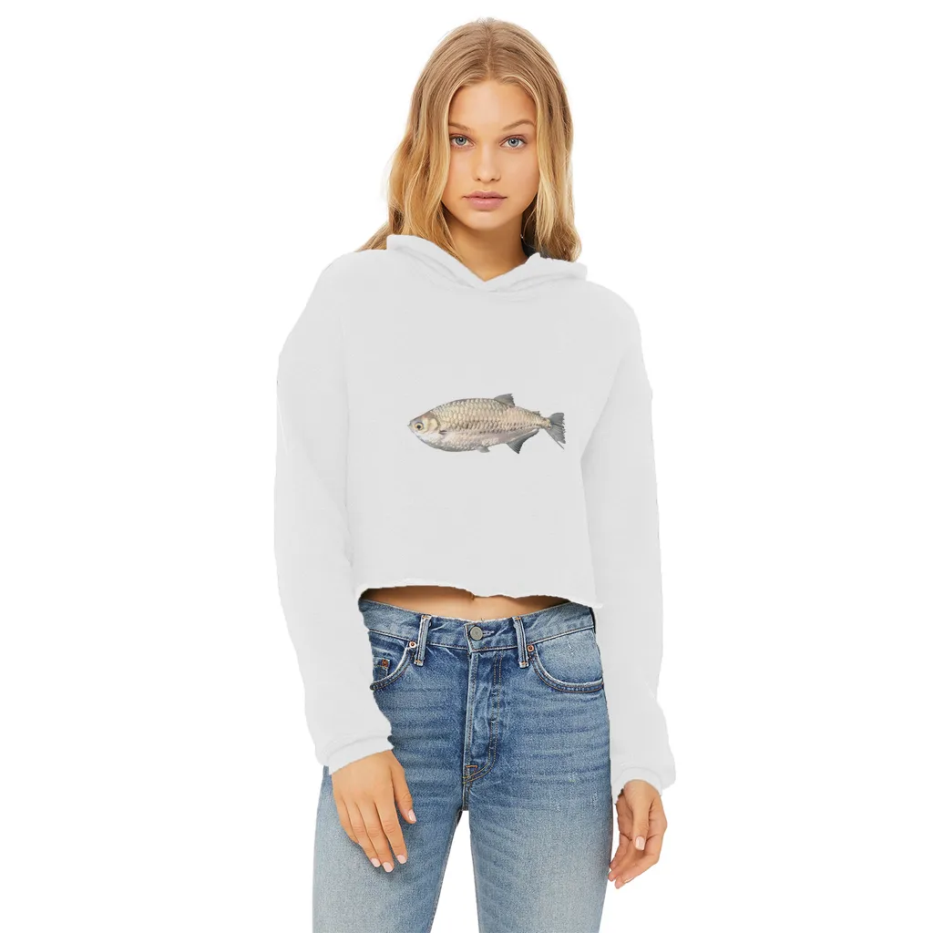 Silver Fish Ladies Cropped Raw Edge Hoodie